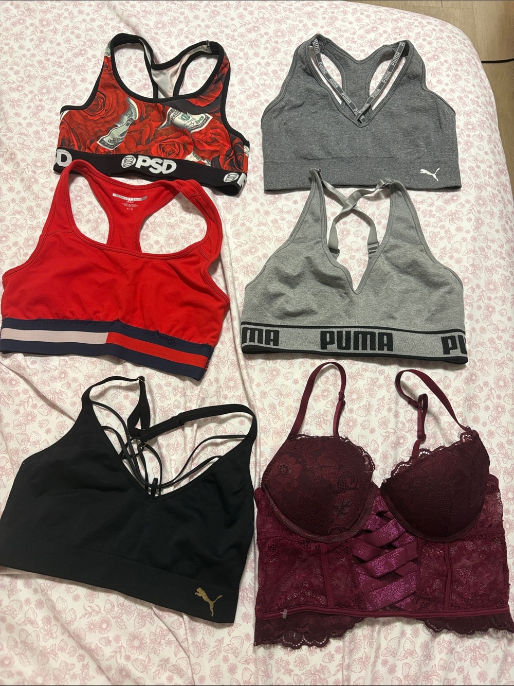 Puma Gray Logo Sports Bra with Elastic Band